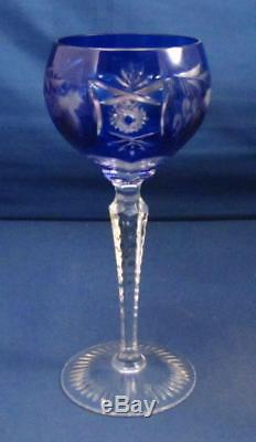 (8) Colors NACHTMANN Traube SIGNED Cut To Clear Crystal 7 Tall WINE Hock Glass