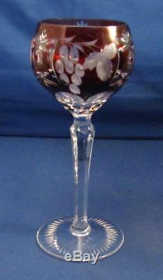 (8) Colors NACHTMANN Traube SIGNED Cut To Clear Crystal 7 Tall WINE Hock Glass