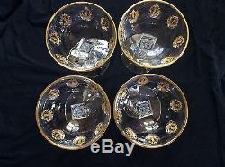 8 GOLD ENCRUSTED TIFFIN PALAIS VERSAILLES Cut Crystal Martini Champagne Glasses