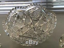 8 Inch Large Antique Brilliant period HAWKS PATERN 1 Cut Glass Crystal Bowl