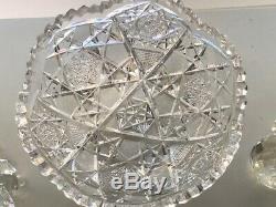 8 Inch Large Antique Brilliant period HAWKS PATERN 1 Cut Glass Crystal Bowl