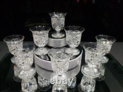 (8) Rare Oyster Cocktail Glasses American Brilliant Cut Crystal Bergen Glenwood