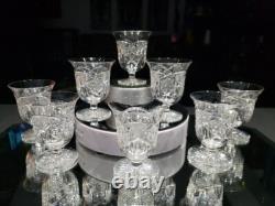 (8) Rare Oyster Cocktail Glasses American Brilliant Cut Crystal Bergen Glenwood