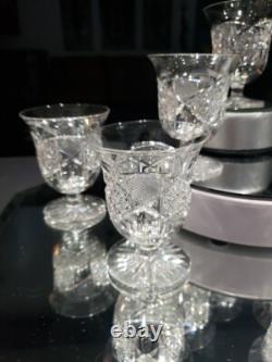 (8) Rare Oyster Cocktail Glasses American Brilliant Cut Crystal Bergen Glenwood