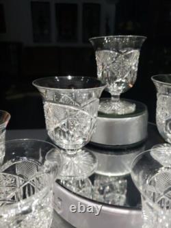 (8) Rare Oyster Cocktail Glasses American Brilliant Cut Crystal Bergen Glenwood