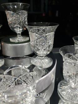 (8) Rare Oyster Cocktail Glasses American Brilliant Cut Crystal Bergen Glenwood