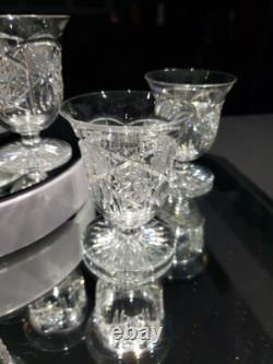 (8) Rare Oyster Cocktail Glasses American Brilliant Cut Crystal Bergen Glenwood