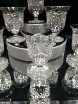(8) Rare Oyster Cocktail Glasses American Brilliant Cut Crystal Bergen Glenwood