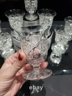 (8) Rare Oyster Cocktail Glasses American Brilliant Cut Crystal Bergen Glenwood