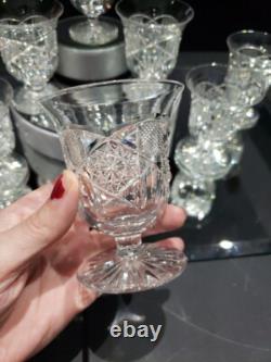 (8) Rare Oyster Cocktail Glasses American Brilliant Cut Crystal Bergen Glenwood