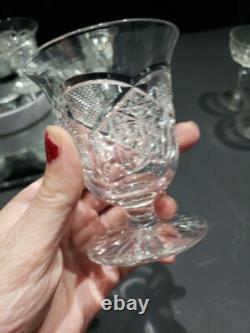(8) Rare Oyster Cocktail Glasses American Brilliant Cut Crystal Bergen Glenwood