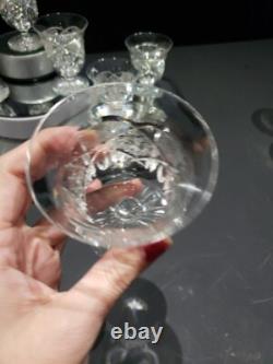 (8) Rare Oyster Cocktail Glasses American Brilliant Cut Crystal Bergen Glenwood