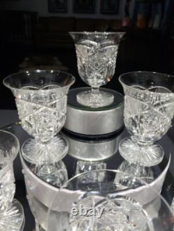 (8) Rare Oyster Cocktail Glasses American Brilliant Cut Crystal Bergen Glenwood