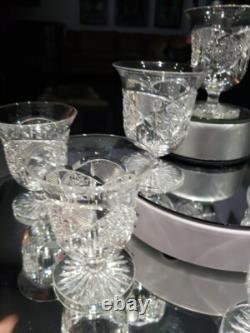 (8) Rare Oyster Cocktail Glasses American Brilliant Cut Crystal Bergen Glenwood