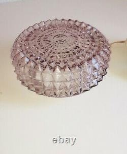 8 Round Lavender Purple Cut Glass Flush Mount Antique 1 Light Porch Ceiling