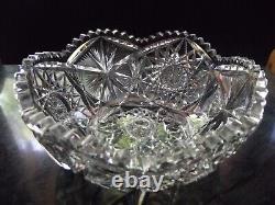 8 Serving Bowl American Brilliant Period Cut glass Crystal Meriden 180 Winner