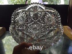 8 Serving Bowl American Brilliant Period Cut glass Crystal Meriden 180 Winner