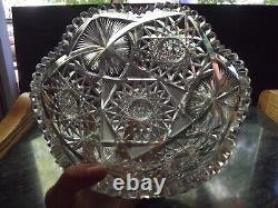 8 Serving Bowl American Brilliant Period Cut glass Crystal Meriden 180 Winner