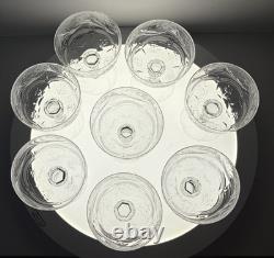 8 Signed Webb English Cut Glass Rock Crystal Champagnes Amazing Cutting