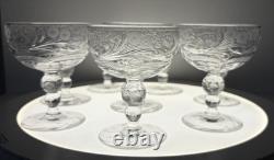 8 Signed Webb English Cut Glass Rock Crystal Champagnes Amazing Cutting