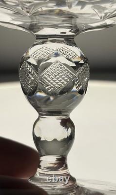 8 Signed Webb English Cut Glass Rock Crystal Champagnes Amazing Cutting