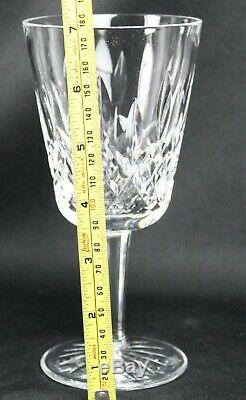 8 WATERFORD Cut Crystal LISMORE Water GOBLETS Signed STEMS 7 tall