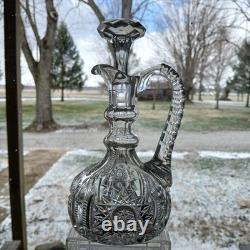 8 fancy decanter American Brilliant period cut glass crystal, Somerset pattern 8 fancy decanter American Brilliant period cut glass crystal, Somerset pattern