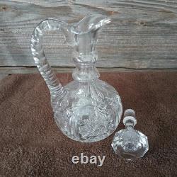 8 fancy decanter American Brilliant period cut glass crystal, Somerset pattern