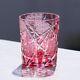 8oz Pink Edo Kiriko Hand-Cut Crystal Whiskey Cup Old Fashioned Glass for Bars