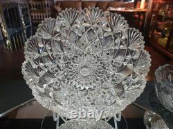 9-1/4 Large BOWL American Brilliant period Cut Glass Crystal Hawkes Brazilian