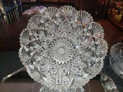 9-1/4 Large BOWL American Brilliant period Cut Glass Crystal Hawkes Brazilian