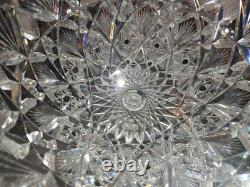 9-1/4 Large BOWL American Brilliant period Cut Glass Crystal Hawkes Brazilian