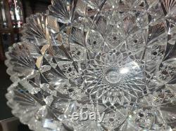 9-1/4 Large BOWL American Brilliant period Cut Glass Crystal Hawkes Brazilian