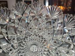 9-1/4 Large BOWL American Brilliant period Cut Glass Crystal Hawkes Brazilian