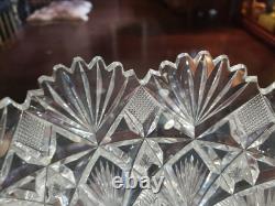 9-1/4 Large BOWL American Brilliant period Cut Glass Crystal Hawkes Brazilian