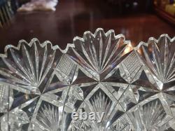 9-1/4 Large BOWL American Brilliant period Cut Glass Crystal Hawkes Brazilian