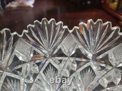 9-1/4 Large BOWL American Brilliant period Cut Glass Crystal Hawkes Brazilian