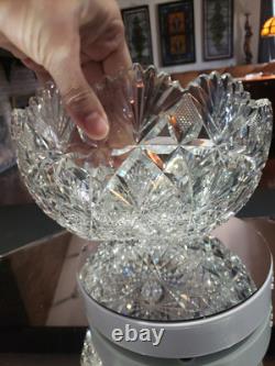 9-1/4 Large BOWL American Brilliant period Cut Glass Crystal Hawkes Brazilian