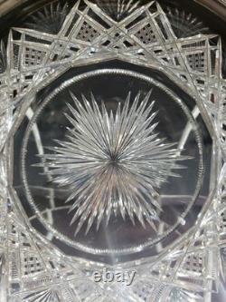 9.5 Plate Tray, American brilliant Period Cut glass Crystal Sterling Silver rim