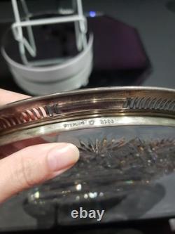 9.5 Plate Tray, American brilliant Period Cut glass Crystal Sterling Silver rim