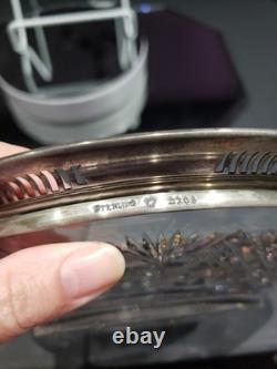 9.5 Plate Tray, American brilliant Period Cut glass Crystal Sterling Silver rim