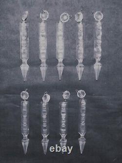 9 Antique Fancy Spear Prisms Lusters Cut Crystal Glass
