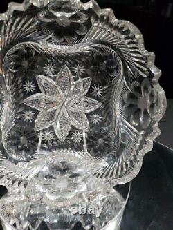 9 BOWL American Brilliant Period Cut Glass Crystal signed Libbey Flashy Rare