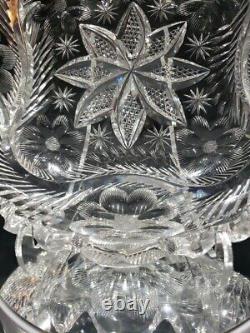 9 BOWL American Brilliant Period Cut Glass Crystal signed Libbey Flashy Rare