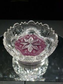 9 BOWL American Brilliant Period Cut Glass Crystal signed Libbey Flashy Rare