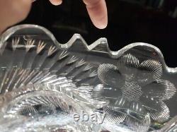 9 BOWL American Brilliant Period Cut Glass Crystal signed Libbey Flashy Rare