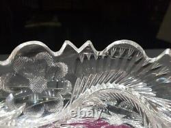 9 BOWL American Brilliant Period Cut Glass Crystal signed Libbey Flashy Rare