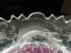 9 BOWL American Brilliant Period Cut Glass Crystal signed Libbey Flashy Rare