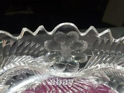 9 BOWL American Brilliant Period Cut Glass Crystal signed Libbey Flashy Rare