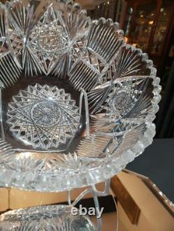 9 Bowl, American brilliant Period Cut glass Crystal J HOARE CO Signed Rare